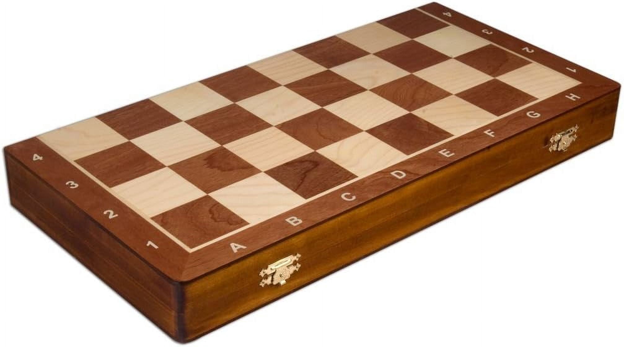 21 inch Tournament Ready Staunton Wooden Travel Folding Chess Set with Interior Storage