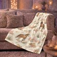 thumbnail image 6 of Rustic Western Horse Floral Garland Pattern Cream, Rustic Farmhouse Horse Scene, Warm Flannel Blanket for Ranch House and Living Room, Horse Lovers Housewarming Gift, Rustic Home Decor, 6 of 9
