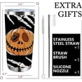thumbnail image 2 of Halloween Jack O Lantern Pumpkin Tumbler with Lid and Straw, Spooky Skull Skeleton Spider Stainless Steel Travel Coffee Cup, 20oz Gothic Holiday Double Wall Vacuum Insulated Mug Halloween Gifts, 2 of 6