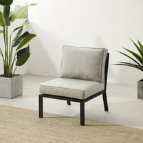 Outdoor Sectional Center Chair - Patio Metal Furniture - Modern Lawn Seating - Black & Taupe Cushions