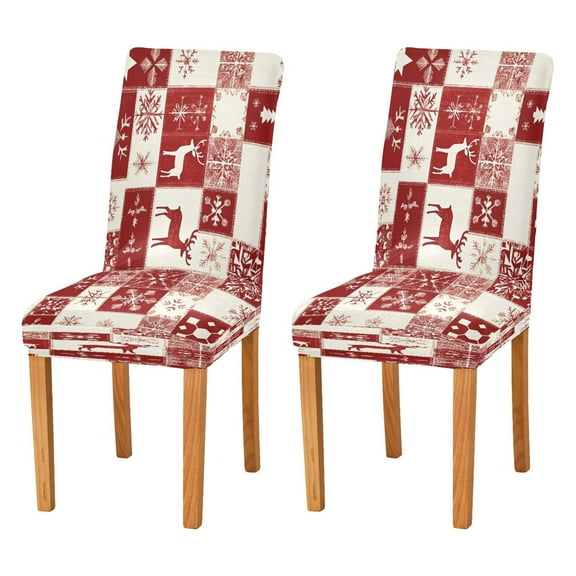 BZSMCE Chairs Slipcovers Dining Chair Covers Red Christmas Printing Creative Pattern