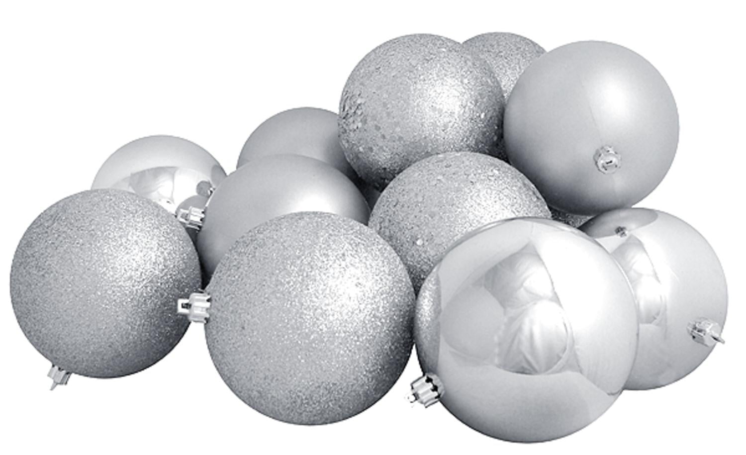 12ct Shatterproof Silver Splendor 4Finish Christmas Ball Ornaments 4