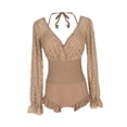 thumbnail image 2 of Traje de baño de una pieza para mujer, traje de baño de playa, traje de baño con cordones, monokini, escote en V profundo Café, 2 of 9