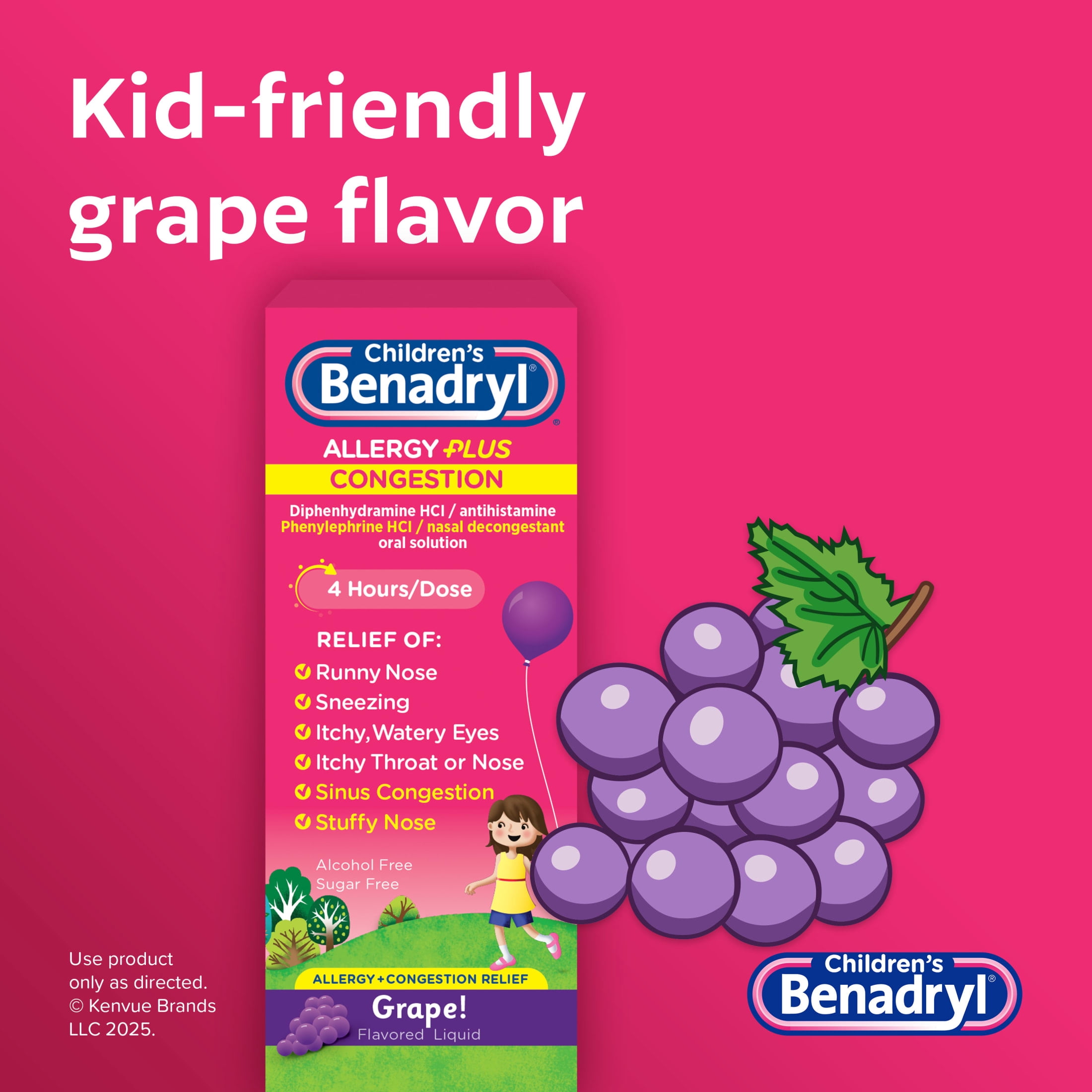 Children's Allergy Plus Congestion Relief Liquid, Grape, 4 fl. oz