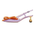 thumbnail image 2 of XYD Women Chic Bowknot Pointed Toe Slingback Pumps Metal Flared Low Heels Buckled Strap Sandals Dressy Shoes Size 7 Light Purple-orange, 2 of 4