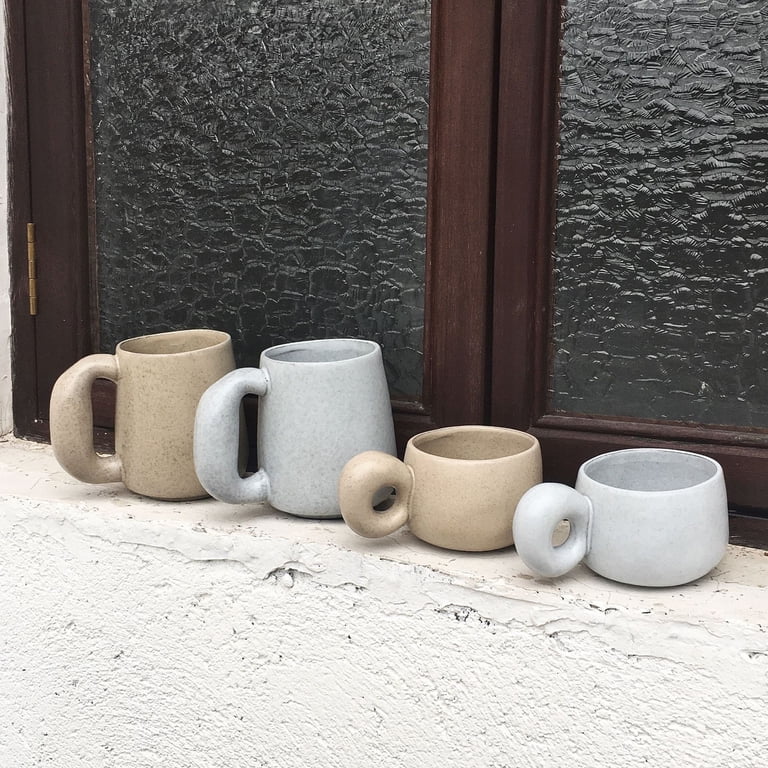 1 Pairs 2 Pcs Large Coffee Mug Pottery Latte Mug Set Big Tea Cup-10oz  Handmade Mugs with Jumbo Handle - Walmart.com