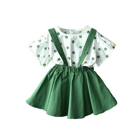 

EHTMSAK Toddler Baby Children Girl 2PCS Summer Clothing Set T Shirts and Set Short Sleeve Outfits Green 1Y-6Y 120