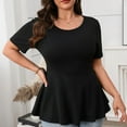 thumbnail image 5 of Aloohaidyvio Women Summer Plus Size Tops Oversized Short Sleeve Peplum Tunic T Shirt Casual Loose Fit Blouse 2XL, 5 of 6