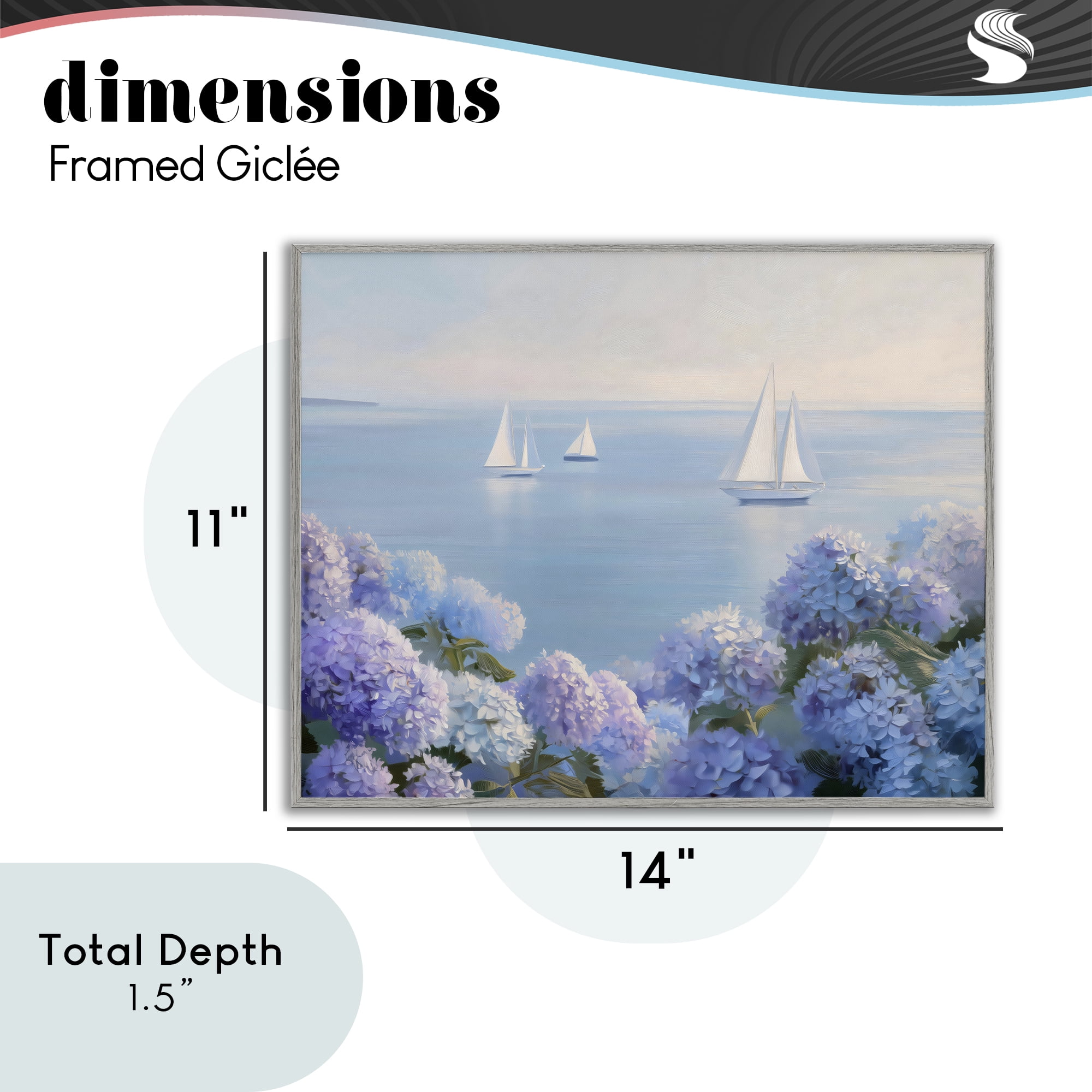 Stupell Industries Sailboats & Hydrangeas at Sea Gray Framed Giclee Art, design by LSR Design Studio