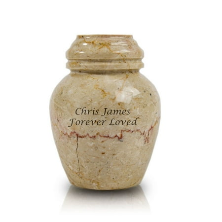 Cream Urn - Marble Keepsake Urns - Extra Small 3 Pounds - Cream White Alluvium