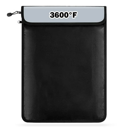 Haooryx Fireproof and Waterproof Document Bag, 38x28x1.5cm Rectangular Bag with Zipper, Black