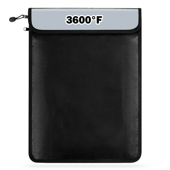 Haooryx Fireproof and Waterproof Document Bag, 38x28x1.5cm Rectangular Bag with Zipper, Black