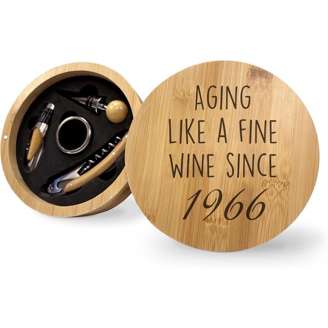 Custom Birth Year 1966 Wine Set Gift For 58th Birthday, Unique Gift Ideas For Turning 58, Wine Accessory For Mother's Day Father's Day Retirement