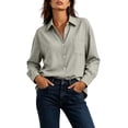 thumbnail image 4 of Button Down Shirts for Women Cotton Oxford Shirts Long Sleeve Dress Shirts Work Casual Solid Tunic Tops Collared Blouse Linen Tops, 4 of 6