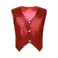 thumbnail image 3 of Vxuxlje Kids Boys Girls Sequined Vest Hip-Hop Street Dance Costume Waistcoat Crop Top Red 160, 3 of 7
