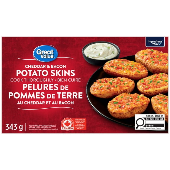 Great Value Cheddar & Bacon Potato Skins, 343 g