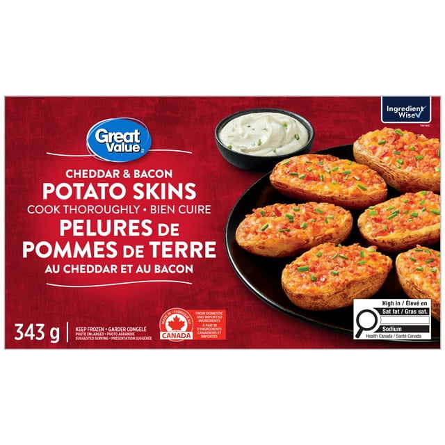 Pelures de pommes de terre au cheddar et au bacon Great Value 343 g