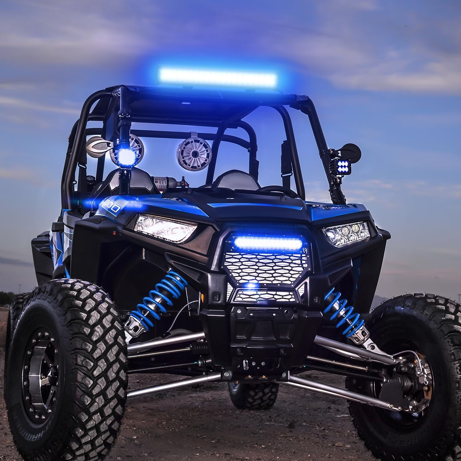 Nilight 20 Inch Blue LED Light Bar 126W Spot Flood Combo Beam Off-Road Driving Light for Truck UTV Pickup Van Boat Emergency Use