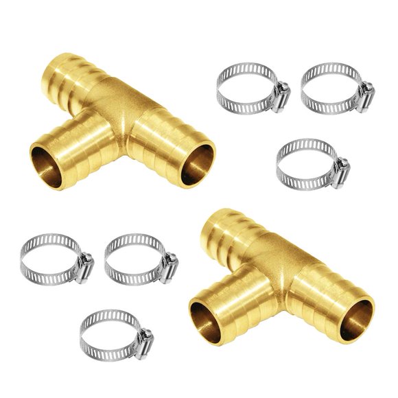 Joywayus 2 uds 3/4 "" espiga para manguera Tee T unión de 3 vías intersección/latón dividido agua/combustible/aire
