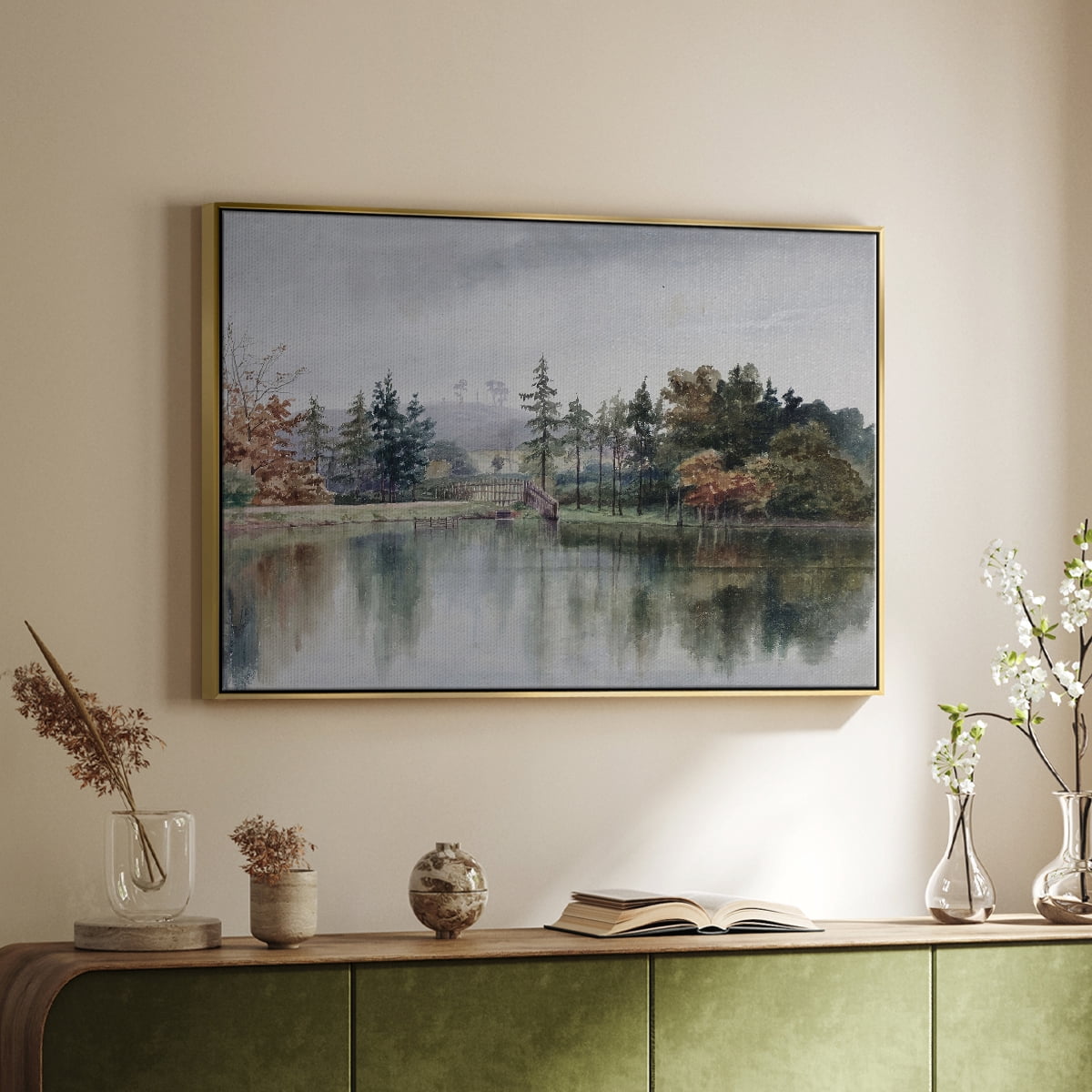 Vintage Landscape-XXI By Wexford Home Framed in Gold Wood Gallery Wrapped Canvas 17 in. x 25 in.