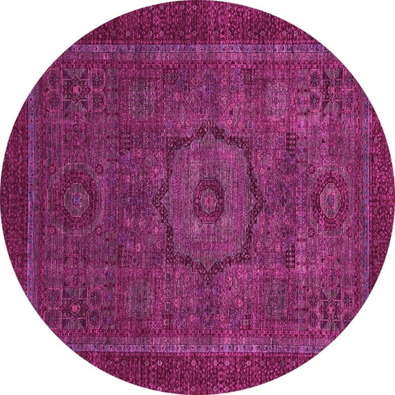 Ahgly Company Indoor Round Abstract Pink Modern Area Rugs, 6' Round