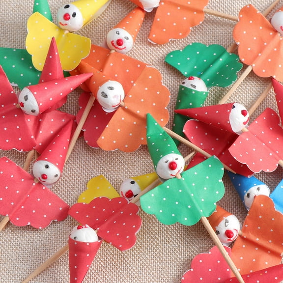 LABSERRON 80Pcs Cupcake Toppers for Birthday Party in Clown Shape and Assorted Colors