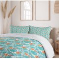 thumbnail image 6 of Ambesonne Aloha Duvet Cover Set, Summer Scene Palms Hibiscus, 2-Calking, Orange Turquoise, 6 of 7