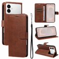thumbnail image 1 of Wallet Case for Samsung Galaxy S26 Edge Flip Cover with Card Slots, Magnetic Stand & Strap Brown, 1 of 7