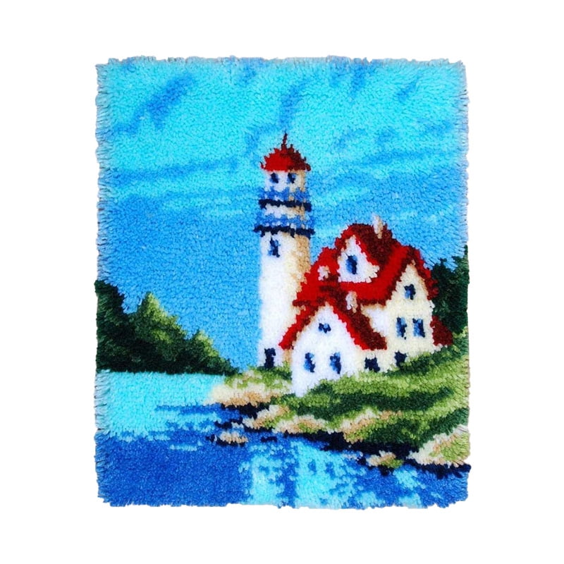 Latch Hook Rug Kits DIY Crochet Yarn Rugs Hooking Craft Kit with Color