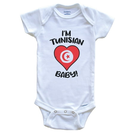 

I m Tunisian Baby Funny Tunisia Flag Heart Baby Bodysuit 6-9 months white