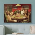 thumbnail image 2 of HFDF Canvas Wall Art - Dogs Playg Poker Series - A Bold Bluff by by C.M Coolidge - Giclee Prt Gallery Wrap Modern Home Art Ready to Hang - 16x12inch Framed, 2 of 5