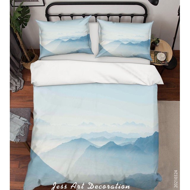 3D Acuarela Paisaje de Montaña Funda de edredón Set Ropa de cama Set Funda de edredón