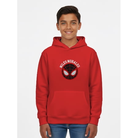 Spider-Man Little and Big Boys Neighborhood Miles Graphic Hoodie with Embroidery, Sizes 4-18