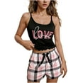 thumbnail image 2 of Qepwscx 2 Piece Pajamas Sets for Women Sleeveless Spaghetti Straps + Elastic Waist Pants Crew Neck Sleepwear Pjs Heart Print Tops & Pants PJs Pajama Sets Summer Comfy Lounge Slim Fits, 2 of 4