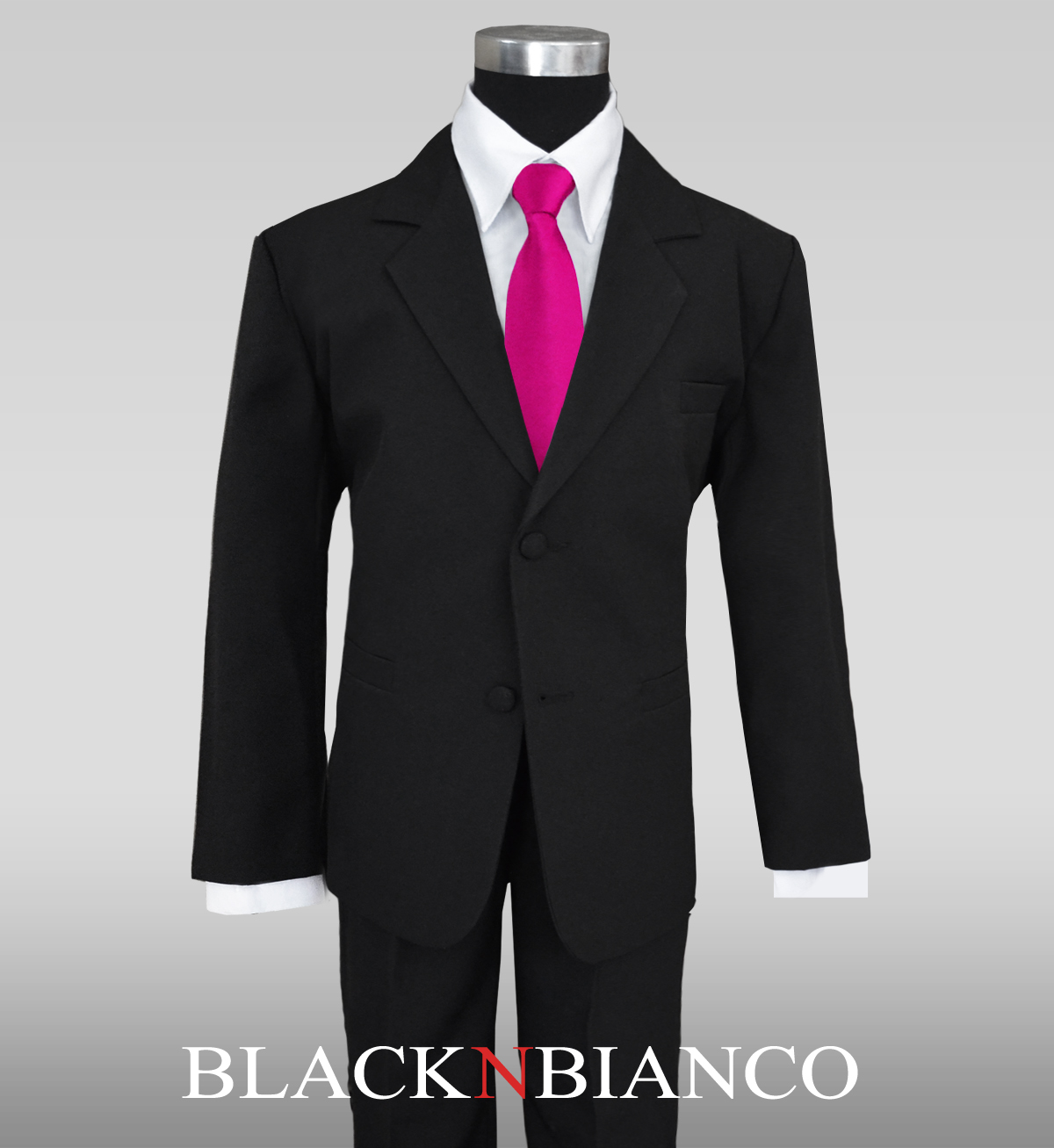 Black suit with pink vest top