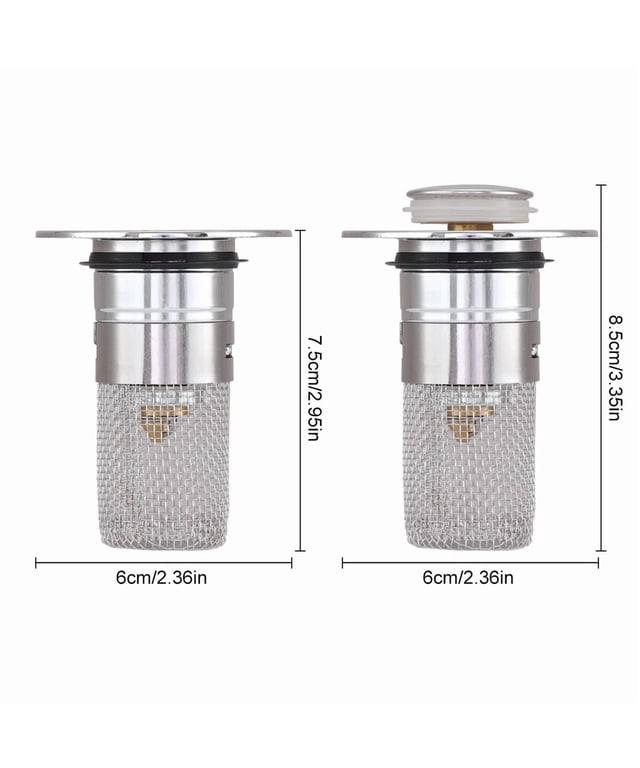 2-Pack Pop Up Bathroom Sink Stopper - Stainless Steel & Brass Hair Catcher - Fits Drains 1.1 To 1.3 Inches