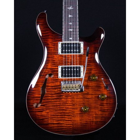 PRS SE Custom 24 Semi-Hollow Piezo, Orange Tiger with Bag