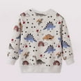 thumbnail image 5 of Sopiago Sweatshirt For Boys Cotton Crewneck Truck Shirt Dinosaur Long Sleeve Pullover Tops Tees Light Gray,7 Years, 5 of 7