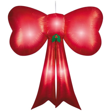 54" Airblown® Inflatable Hanging Red Sequin Christmas Bow Outdoor Decoration
