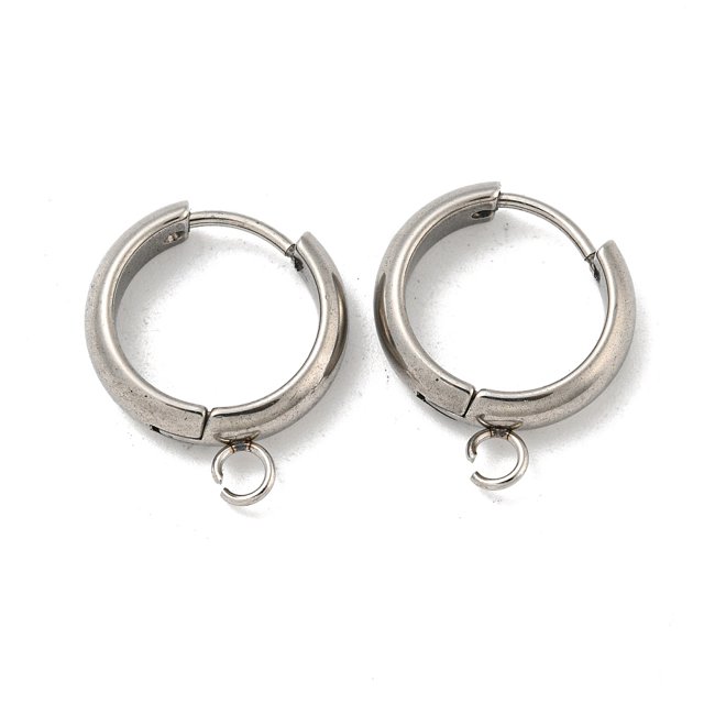 Tarnish Resistant 201 Stainless Steel Huggie Hoop Earring Findings with Horizontal Loop and 316 Surgical Stainless Steel Pin Stainless Steel Color 13x4mm Hole: 2.5mm Pin: 1mm