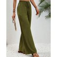 thumbnail image 2 of SWSMCLT Women's Palazzo Pants Travel Lounge Beach Long Pleated Summer Casual Trousers High Waisted Pants Army Green 8, 2 of 5
