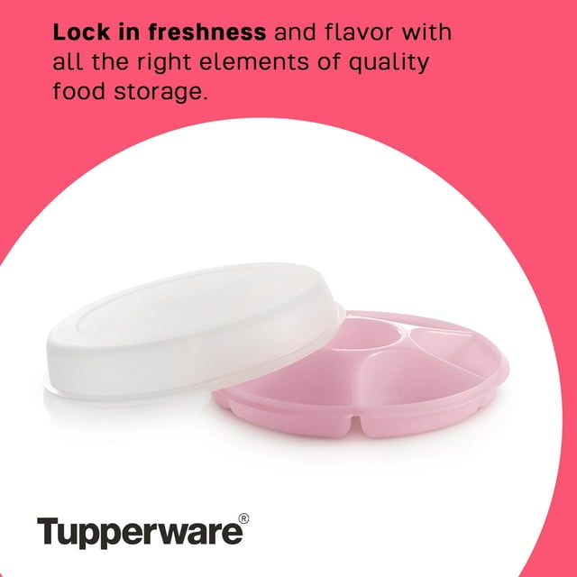 Tupperware Ensemble de Centre de Service - Plateau de Service à 6 Compartiments et Plateau de Fête - Récipient de Stockage de Nourriture et Couvercle - au Lave-Vaisselle et Sans BPA