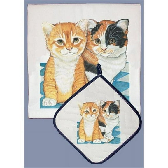 Pipsqueak Productions DP939 Cat Dish Towel And Pot Holder Set