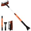 RUN STAR 3-in-1 Snow Brush and Ice Scraper Foam Grip with Squeegee, Extendable 40 Inch and Detachable Snow Mover Ice Removal for Car Windshield, Soft Bristle Brush Head and Durable Aluminum Handle