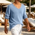 thumbnail image 2 of Umfun Men's & Big Men's V Neck Knit Sweater Long Sleeve Casual Pullover Top Soft Breathable Lightweight Vacation Daily Wear Shirt for Fall Spring Outings, 2 of 9