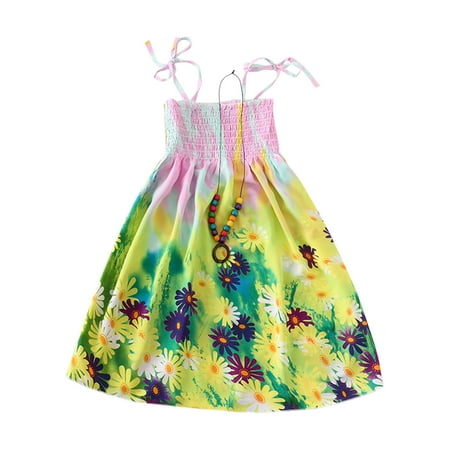 

DAETIROS Comfy Mommy and Me Clothes Rainbow Sling Dress Boho Beach Mother Daughter Dresses Family Look Contains Necklace Gift Green