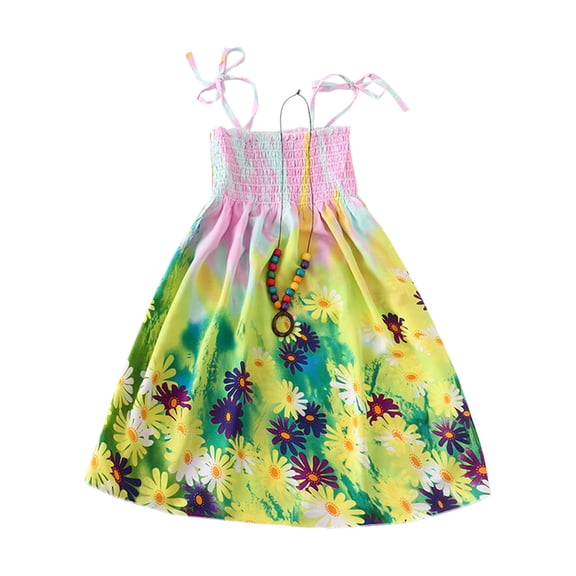 Odeerbi Mommy And Me Dresses Matching Outfits Clothes Rainbow Sling Dress Boho Beach Dresses Family Look Contains Necklace Gift