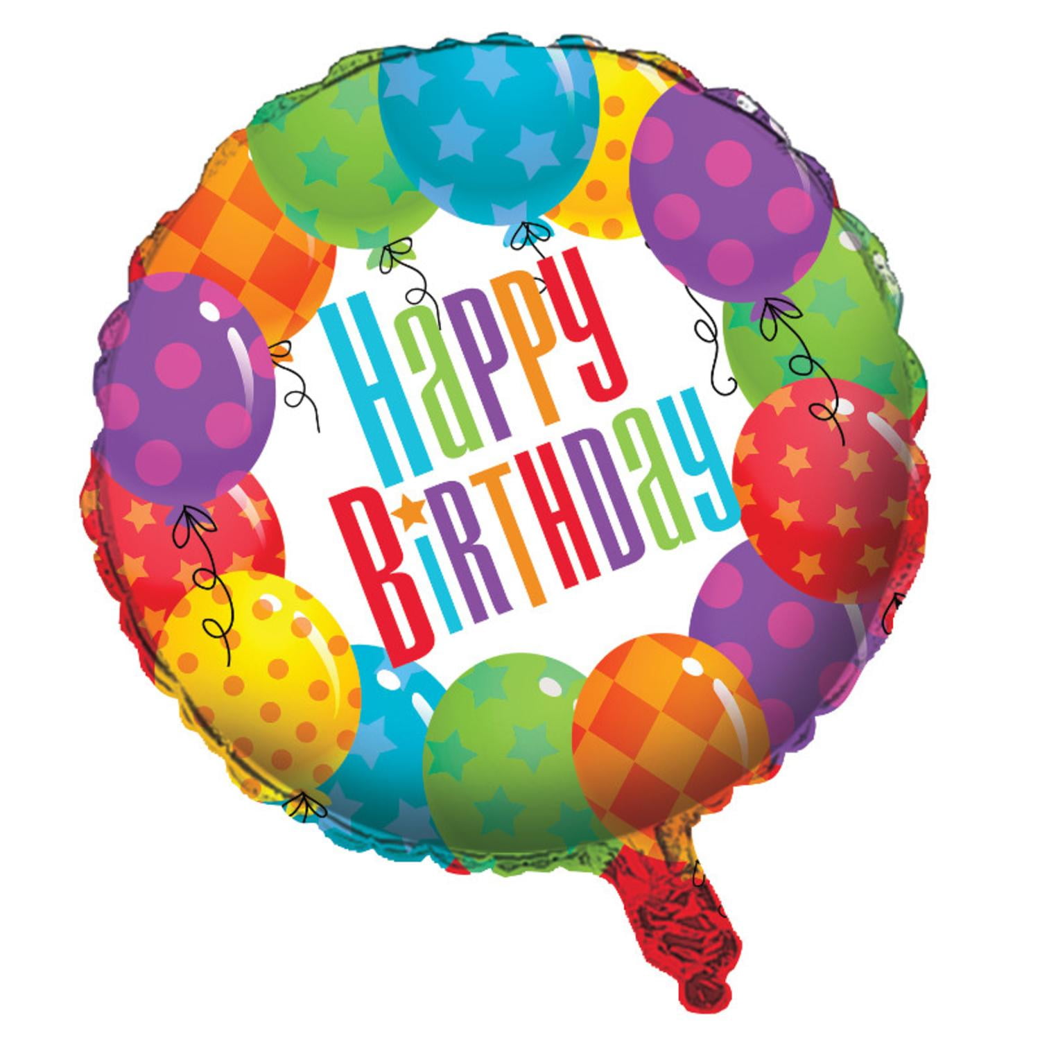 Pack of 10 Balloon Patterns Metallic "Happy Birthday" Foil Party