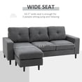 thumbnail image 4 of HomCom 3-Piece L-Shape Chaise Lounger Modern Couch Set w/ Sponge Cushions, Grey, 4 of 9