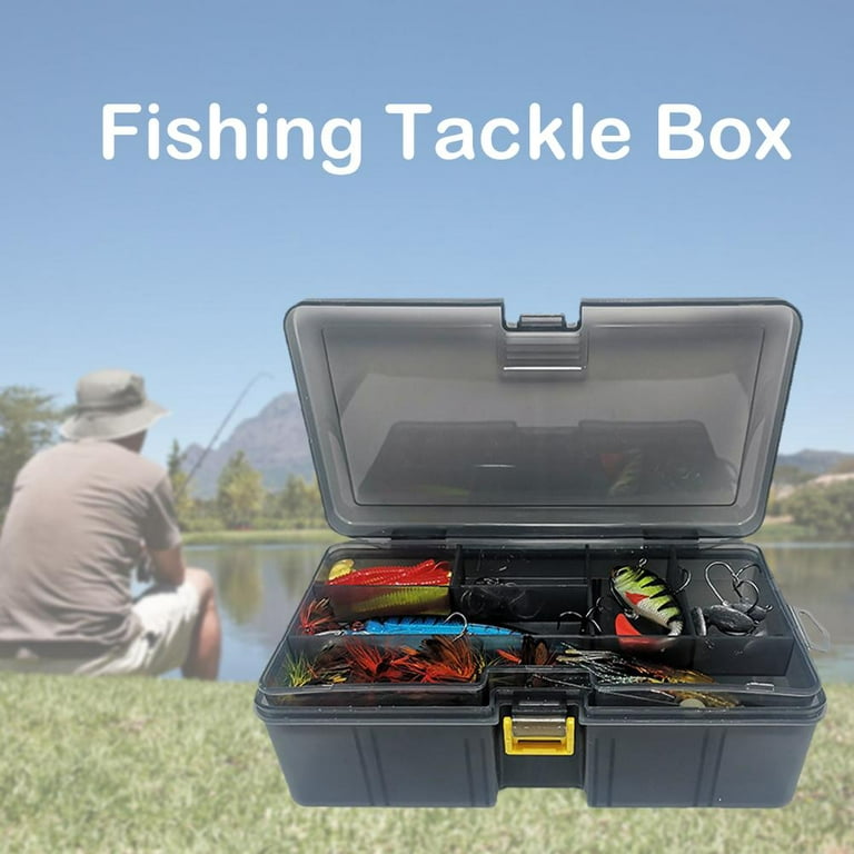 Plastic Dual Layer Waterproof Fishing Tackle Box Lures Storage Case Bait  K6M3